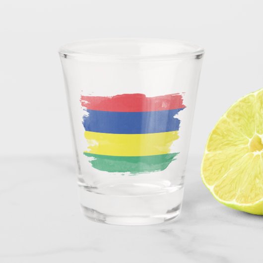 Mauritius vlag borstelslag, nationale vlag shot glas (Voorkant)