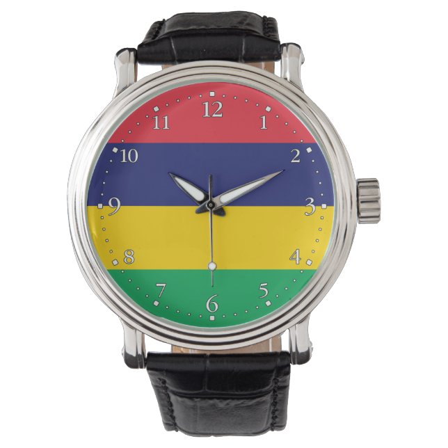 Mauritius Vlag Horloge (Voorkant)