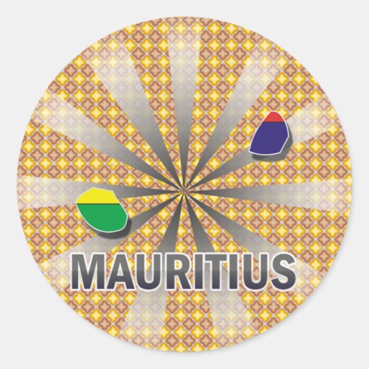 Mauritius vlag kaart 2.0 ronde sticker (Voorkant)