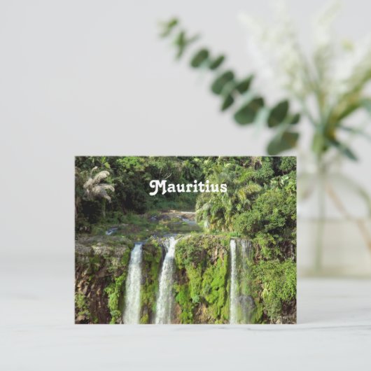 Mauritius Waterfall Briefkaart (Staand voorkant)