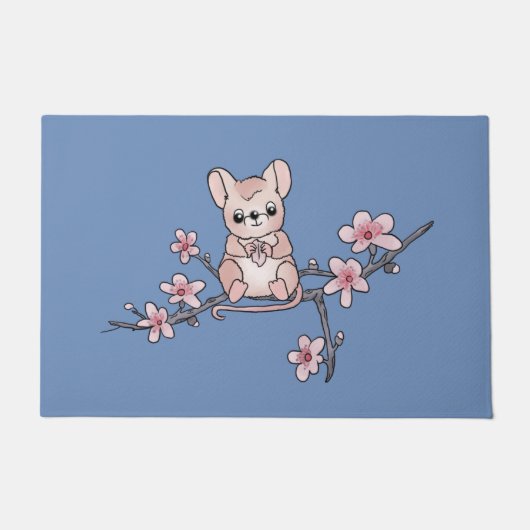 Maus auf Blütenzweig Deurmat (Voorkant)