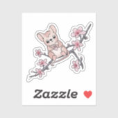 Maus auf Blütenzweig Sticker (Vel)