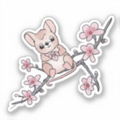 Maus auf Blütenzweig Sticker (Voorkant)