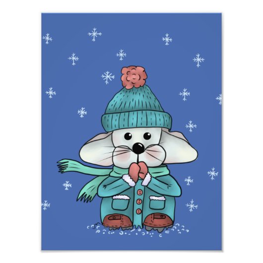 Maus im Schnee  Foto Afdruk (Voorkant)