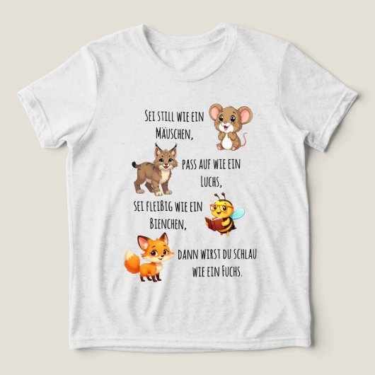 Mäuschen - Luchs - Biene - Fuchs | Schulanfang Tri-Blend Shirt (Design voorkant)