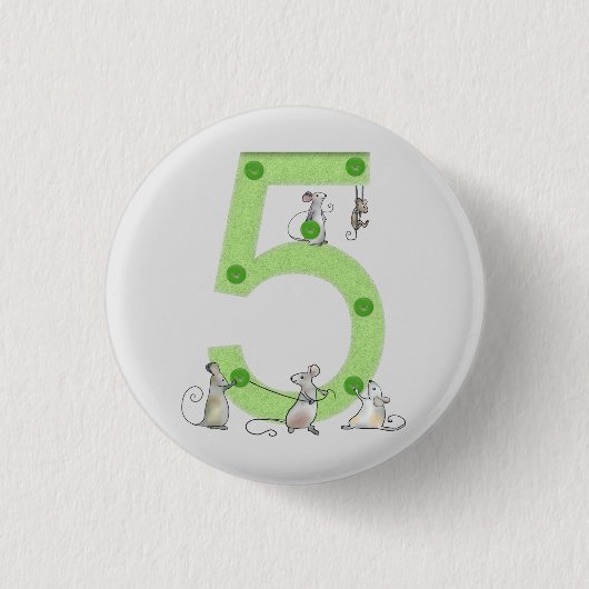 Mäuse nähen Fünf Ronde Button 3,2 Cm (Voorkant)