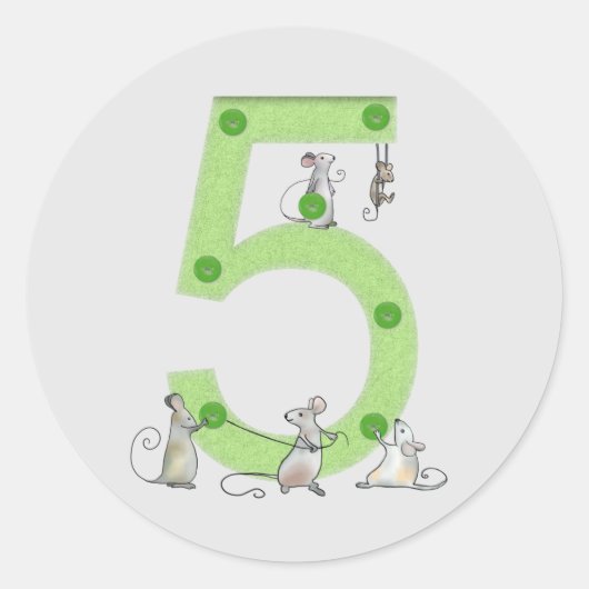 Mäuse nähen fünf ronde sticker (Voorkant)