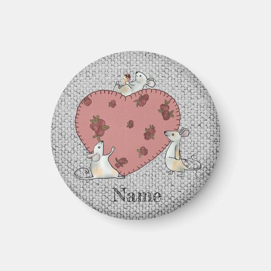 Mäuse nähen Herz Magneet (Voorkant)