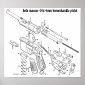 Mauser C96 9mm broomhandle poster (Voorkant)