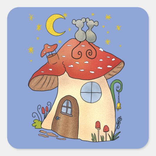 Maushaus Vierkante Sticker (Voorkant)