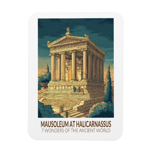 Mausoleum at Halicarnassus 7 Wonders of the World Magneet (Verticaal)