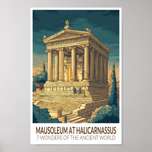 Mausoleum at Halicarnassus 7 Wonders of the World Poster (Voorkant)