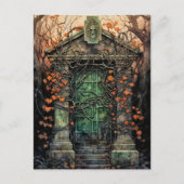 Mausoleum Door Halloween Invitation Briefkaart (Voorkant)