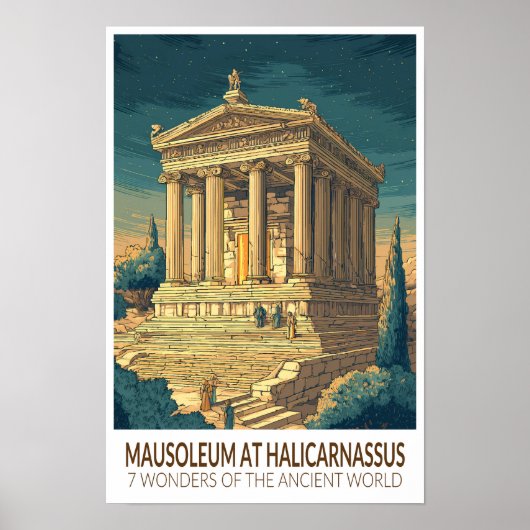 Mausoleum van Halicarnassus 7 Wereldwonderen Poster (Voorkant)