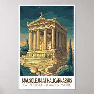 Mausoleum van Halicarnassus 7 Wereldwonderen Poster