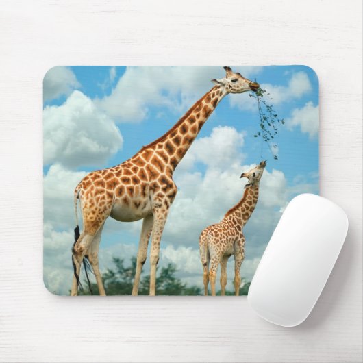 Mauspad Giraffen Mutter und Kind Muismat (Met muis)