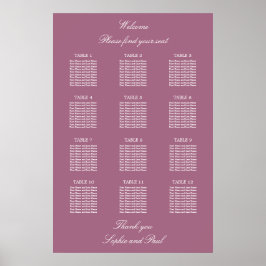 Mauve 12 Tafel Trouw Stoelenindeling Poster