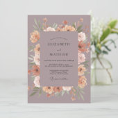 Mauve Abrikoos Ranunculus Eucalyptus Bruiloft Kaart (Staand voorkant)