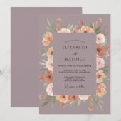 Mauve Abrikoos Ranunculus Eucalyptus Bruiloft Kaart (Voorkant / Achterkant)