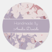 Mauve Abstract Floral Handgemaakt door Ronde Sticker (Voorkant)