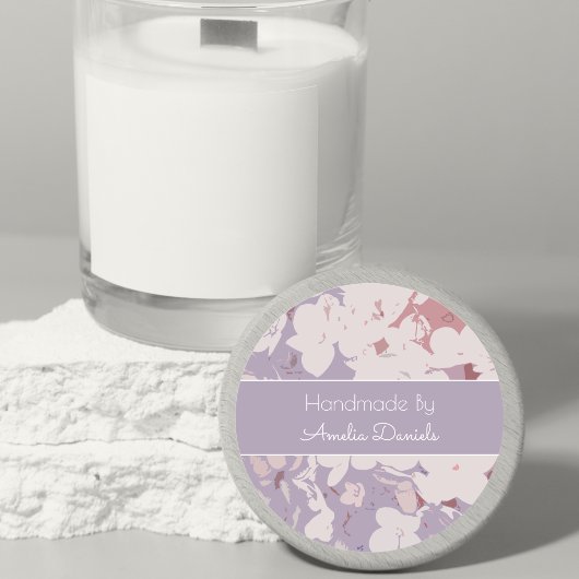 Mauve Abstract Floral Handgemaakt door Ronde Sticker