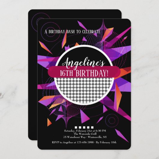 Mauve Abstracte Uitnodiging (Voorkant / Achterkant)