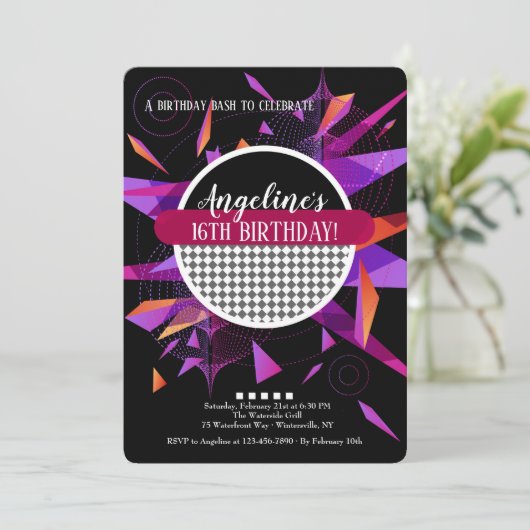 Mauve Abstracte Uitnodiging (Staand voorkant)