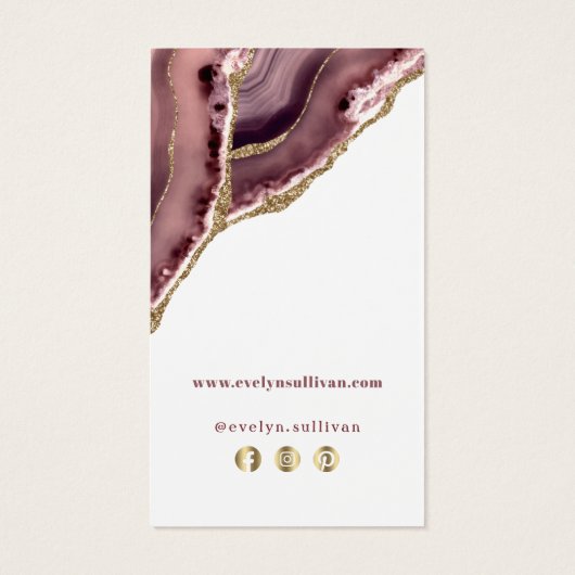 Mauve agate bijsluiter visitekaartje (Achterkant)