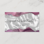 Mauve Agate Silver Glam Stylist Appointment Visitekaartje (Voorkant)
