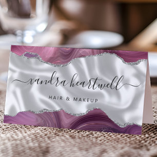 Mauve Agate Silver Glitter Luxe Visitekaartje