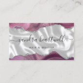 Mauve Agate Silver Glitter Luxury Stylist Visitekaartje (Voorkant)