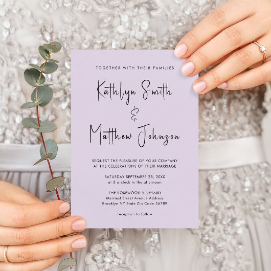 Mauve allen in één Moderne Manuscript minimalistis Kaart