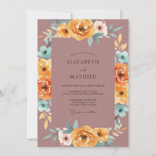 Mauve Amber Geschilderde Bruiloft Kaart