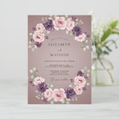 Mauve Amethist Watercolor Bruiloft Kaart (Staand voorkant)