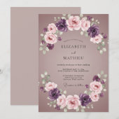 Mauve Amethist Watercolor Bruiloft Kaart (Voorkant / Achterkant)