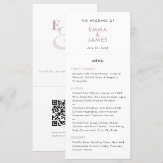 Mauve Ampersand Bruiloft | QR Code | Elegant Menu