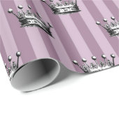 Mauve and Black Crown Pattern Cadeaupapier (Rol Hoek)