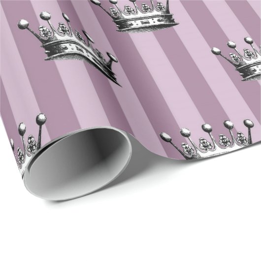 Mauve and Black Crown Pattern Cadeaupapier (Rol Hoek)