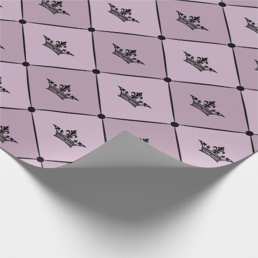 Mauve and Black Crown Pattern Cadeaupapier (Hoek)
