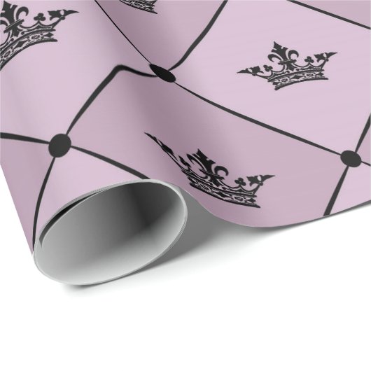 Mauve and Black  Crown Pattern Cadeaupapier (Rol Hoek)