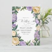 Mauve and Buttercream Watercolor Floral Wedding Kaart (Staand voorkant)
