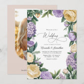Mauve and Buttercream Watercolor Floral Wedding Kaart (Voorkant / Achterkant)