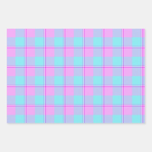 Mauve and Coastal Mist Plaid Inpakpapier Vel (Voorkant)