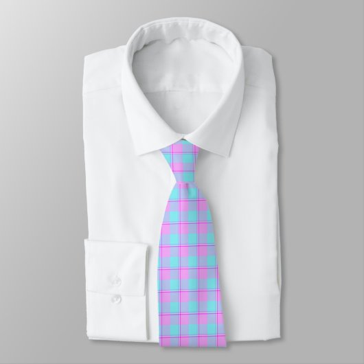 Mauve and Coastal Mist Plaid Neck Tie Stropdas (Gebonden)