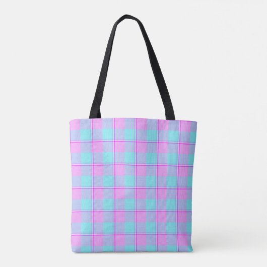 Mauve and Coastal Mist Plaid Tote Bag (Achterkant)