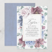 Mauve and Dusty Blue Flowers Elegant Baptism
