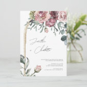 Mauve and Gold Arch Foliage Wedding Kaart (Staand voorkant)