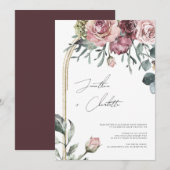 Mauve and Gold Arch Foliage Wedding Kaart (Voorkant / Achterkant)