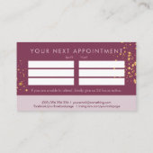 Mauve and Gold Glitter Appointment Visitekaartje (Achterkant)