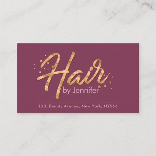 Mauve and Gold Glitter Appointment Visitekaartje (Voorkant)